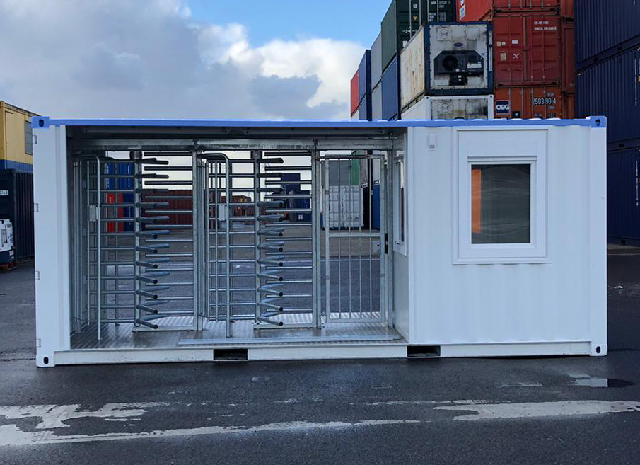 20 ft. Container mit doppeltem Drehkreuz und Gehtür | Geran Access Products B.V.